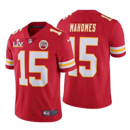 Men's Kansas City Chiefs #15 Patrick Mahomes Red NFL 2021 Super Bowl LV Stitched Jersey